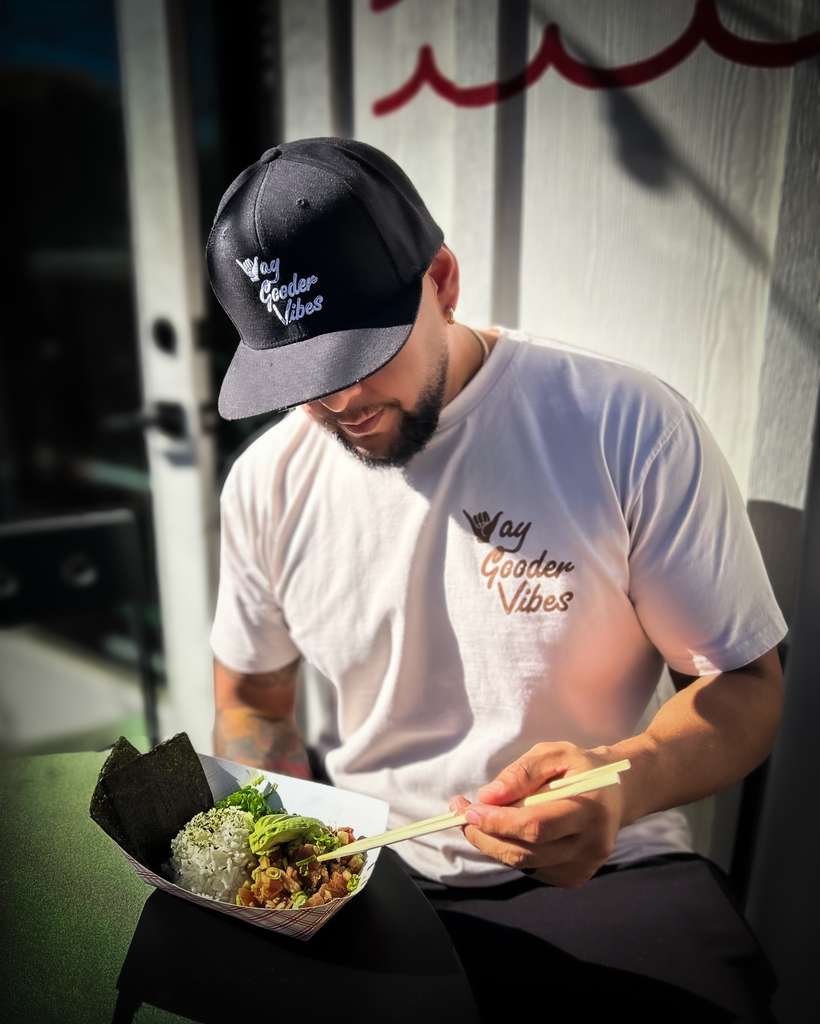Person wearing the bone Gooder Vibes Tee in a relaxed everyday setting