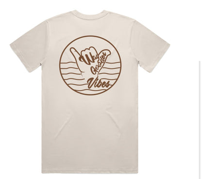 Bone Gooder Vibes Tee back view with circular shaka-wave graphic